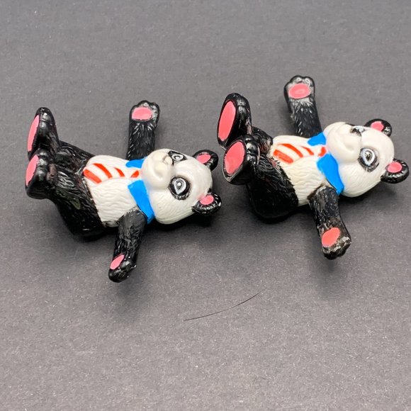 Vintage 1980’s Happy Panda Bear With Red Stripe Tie PVC Figure Cake Toppers - Picture 5 of 11